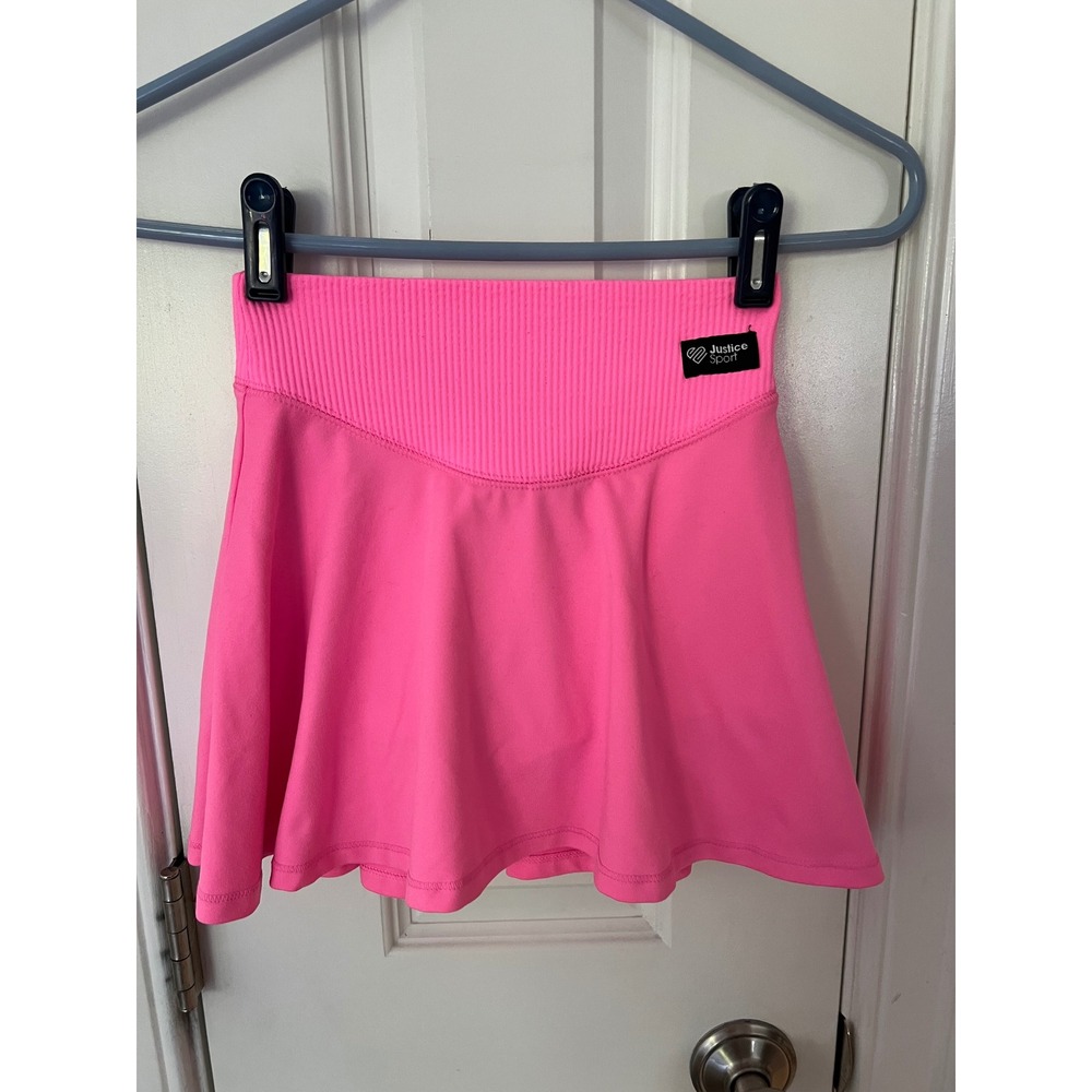 Justice Sport Girls Neon Pink Skort Athletic Tennis Skirt Size Small 7/8 478600